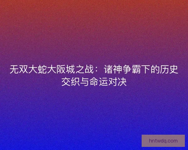 无双大蛇大阪城之战:诸神争霸下的历史交织与命运对决 无双大蛇大阪城之战:诸神争霸下的历史交织与命运对决